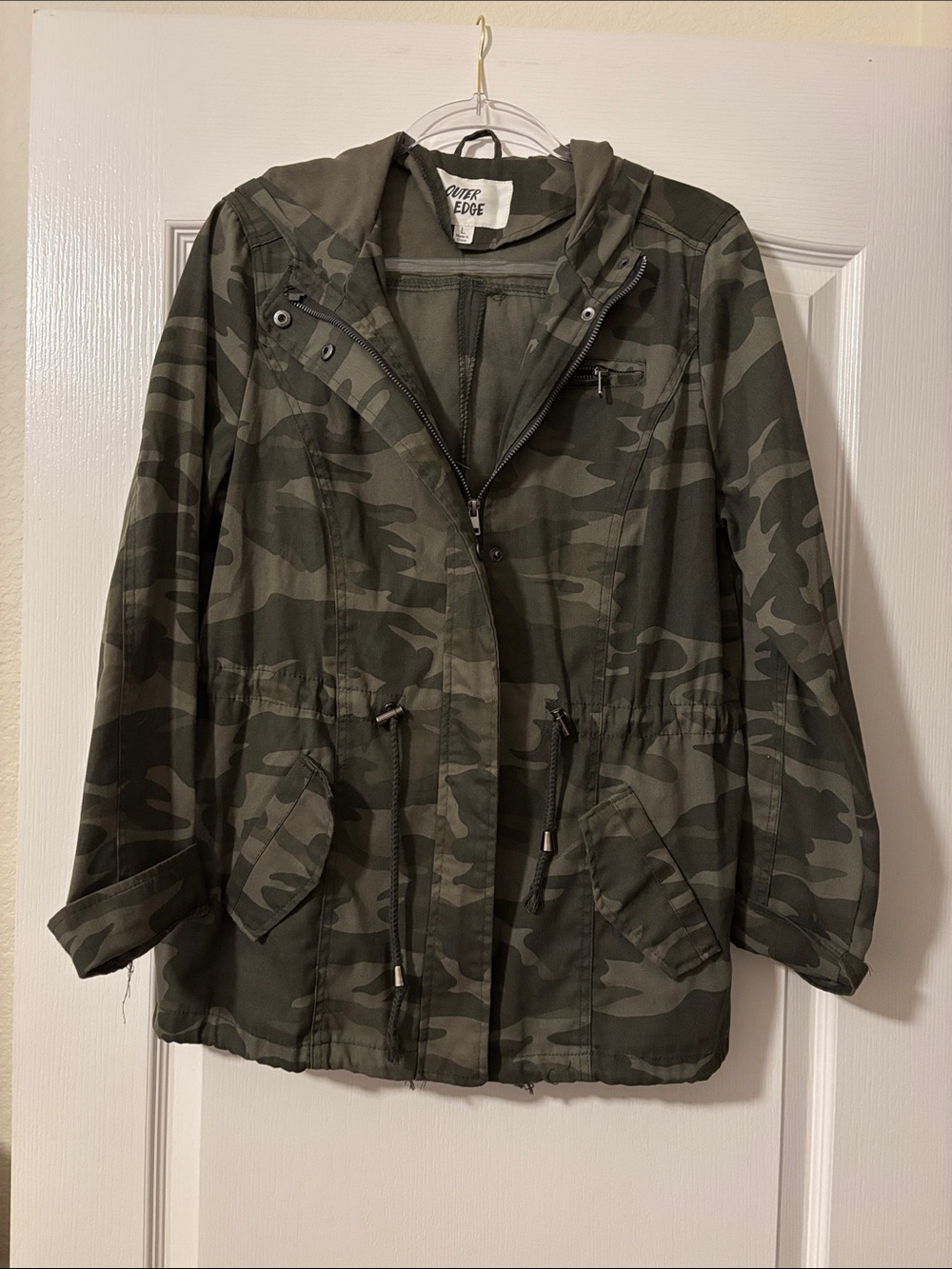 Outer Edge Women's Camouflage Hooded Utility Jacket - Olive